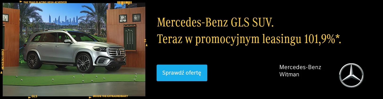 Mercedes-Benz GLS SUV. Now in a promotional lease at 101.9%
